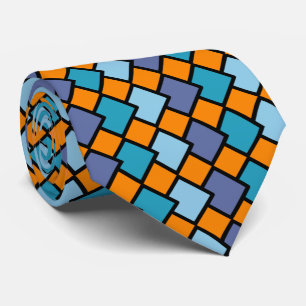 Gravata Abstrato Geométrico Forma de diamante Laranja