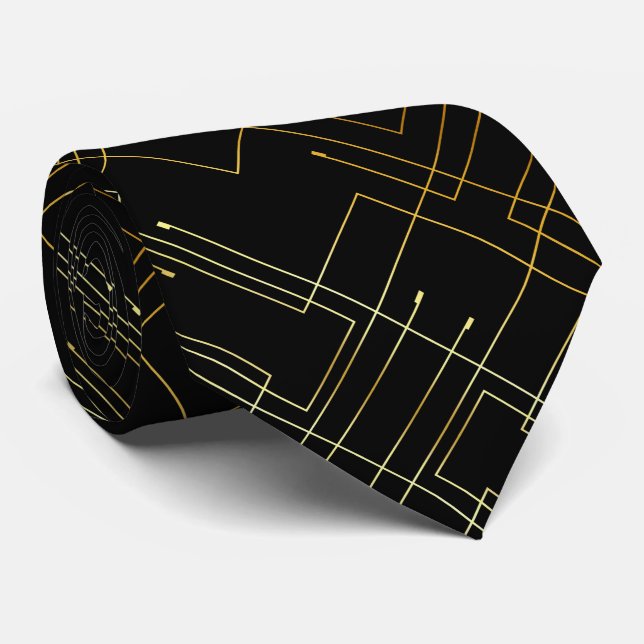 Gravata Abstrato Gold Foil Neck (Rolled)