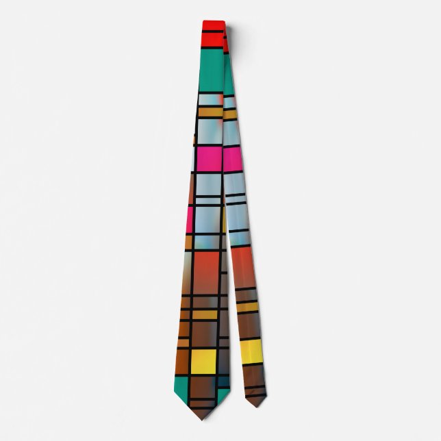 Gravata Abstrato Modern Art Grid Pattern Neck (Frente)