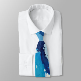 Gravata Abstrato moderno com tons pastéis de oceano azul