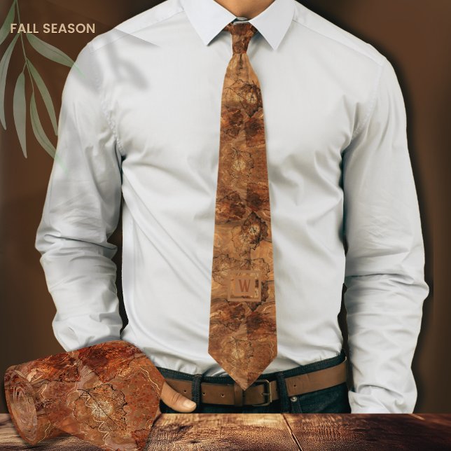 Gravata Abstrato Moderno Terracotta Rustic Brown Monograma (Modern Abstract Terracotta Rustic Brown Monogram Neck Tie)