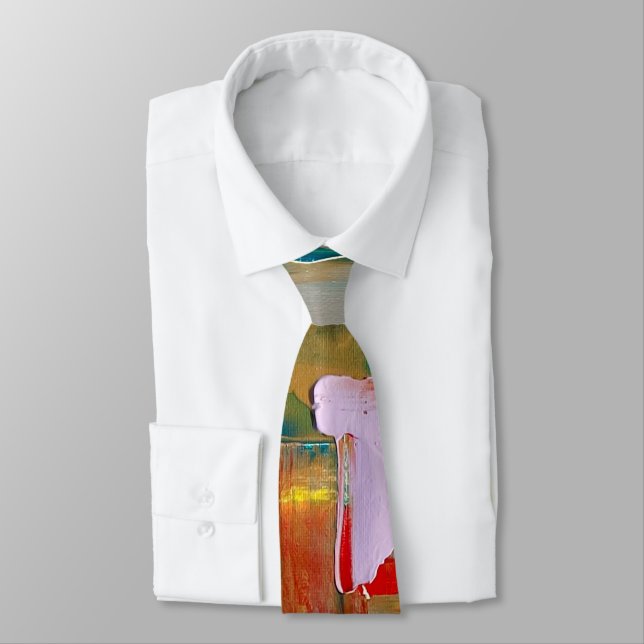 Gravata Abstrato Neck Tie Dourado (Amarrado)