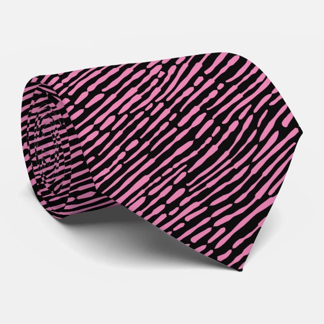 Gravata Abstrato Pattern 140523 - Rosa e Preto (Rolled)