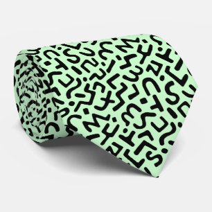 Gravata Abstrato Pattern 170822 - Preto em verde-fantasma