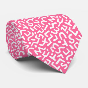 Gravata Abstrato Pattern 170822 - White on Deep Pink (Bran