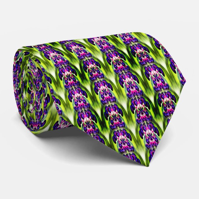 Gravata Abstrato Purple Berries Design (Rolled)