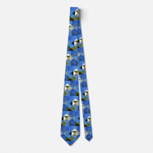Gravata Abstrato quadrados geométricos Pixel Art Blue Tie