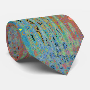 Gravata Abstrato Retro Ondas Atômicas com de Groovy Azul d