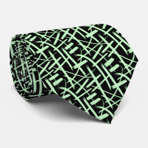 Gravata Abstrato Strokes 020524 - Ghost Green and Black (v