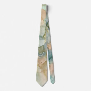 Gravata Abstrato Watercolor Tie em Verde, Azul, Dourado