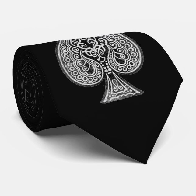 Gravata Ace De Pôquer Artístico Retroativo De Espadas Pers (Rolled)