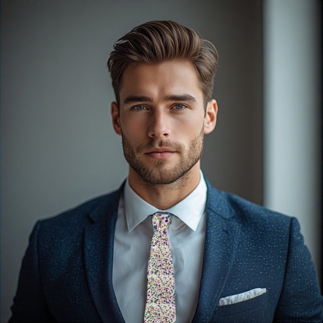 Gravata Acento de Confete Roxo Verde Dourado Mardi Gras (Mardi Gras Color Purple Green Gold Confetti Accent Neck Tie)