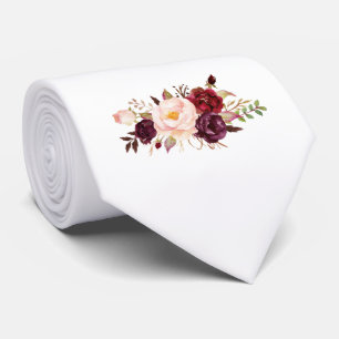 Gravata Acessórios de Terno de Noivo Floral Bege Borgonha