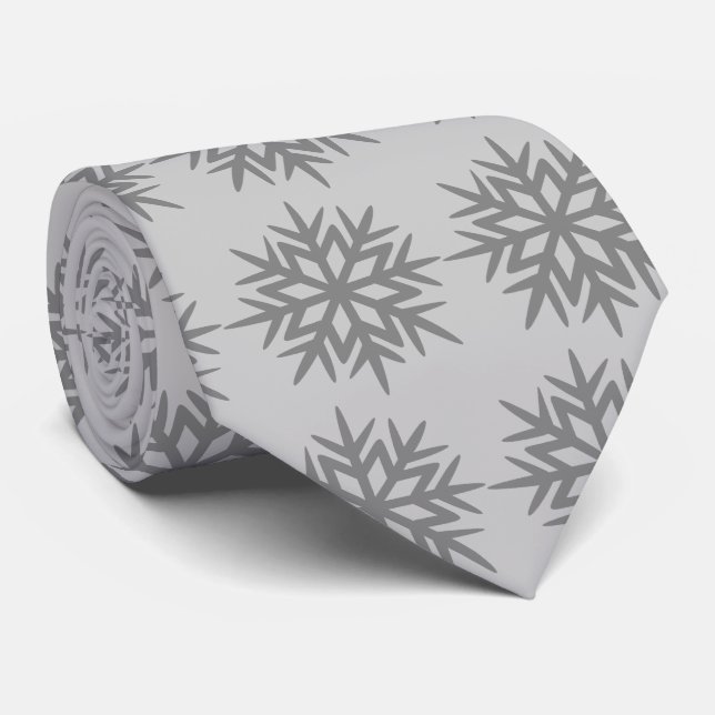 Gravata Ad Man Snowflake Foulard Steel Cinza de dois lados (Rolled)