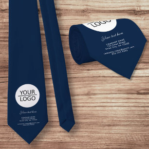 Gravata Adicione seu logotipo com Marinho de promoção de t