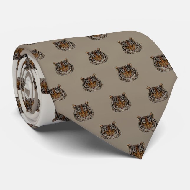 Gravata Adorável Fofo, Cabeça de Tigre, Luminoso (Rolled)