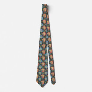 Gravata Adorno Retro com Flores de Arco-Íris Ousado Preto