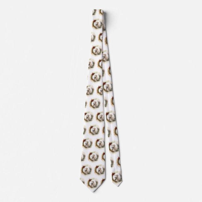 Gravata Afghan Hound Christmas Wreath Festivo Pup (Frente)