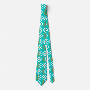Gravata Afro Kente Cloth Dark Aqua Teal Blue Necktie