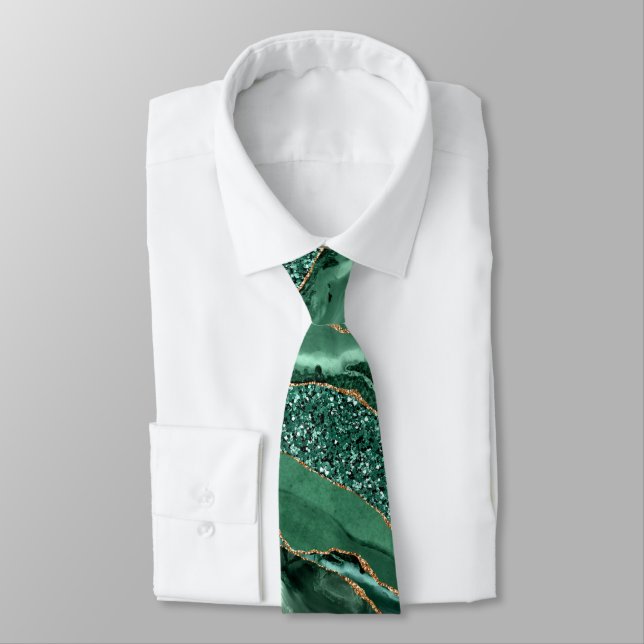 Gravata Agate Green Dourado Emerald Neck Tie (Amarrado)