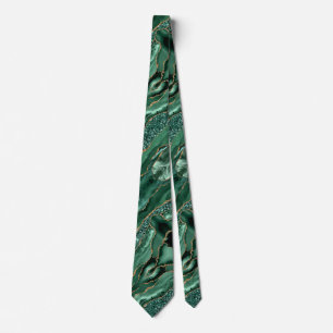 Gravata Agate Green Glitter Marble Gemstone Tie
