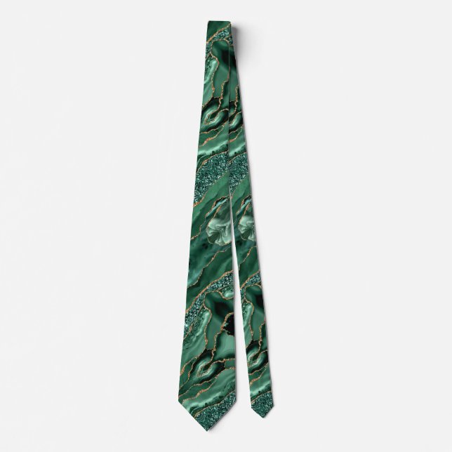 Gravata Agate Green Glitter Marble Gemstone Tie (Frente)