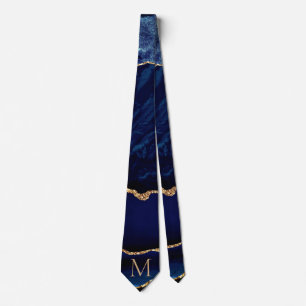 Gravata Agate Marinho Azul, Glitter Dourado, Coletor do Pe