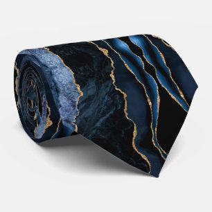Gravata Agate Marinho Blue Marble Sparkle Tie