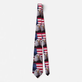Gravata Águia Americana Careca e Bandeira Americana