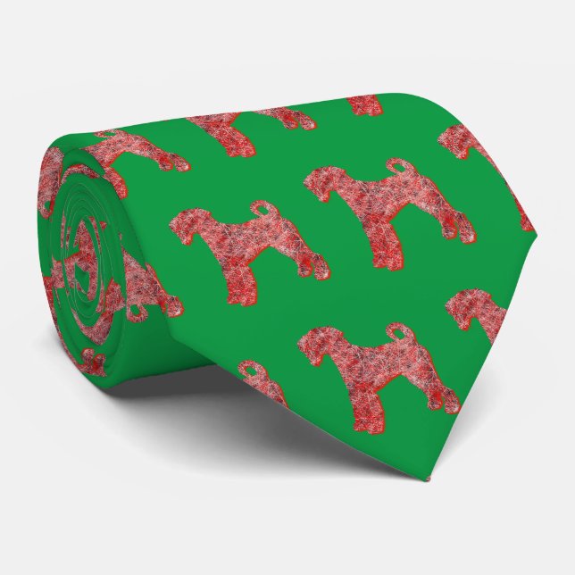 Gravata Airedale Terrier Christmas Dog Silhouette Green (Rolled)