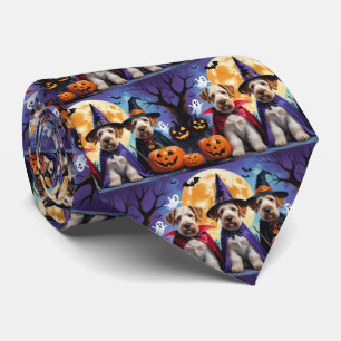 Gravata Airedale Terrier Dogs Pumpkin Halloween Engraçado