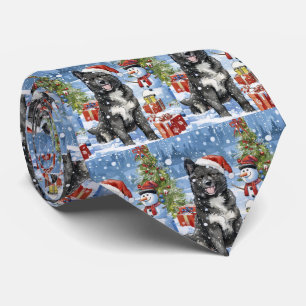 Gravata Akita Cão Natal Inverno Alegria de Natal