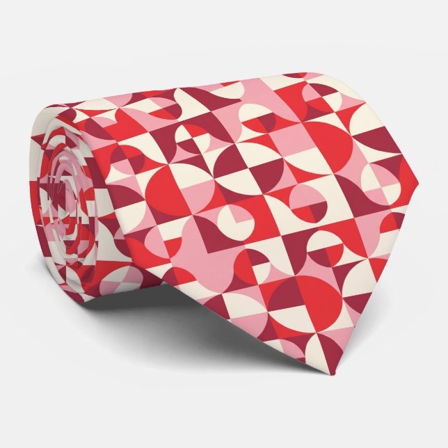Gravata Alegre Rosa Pink e Vermelho Suculento Retro Mod (Rolled)