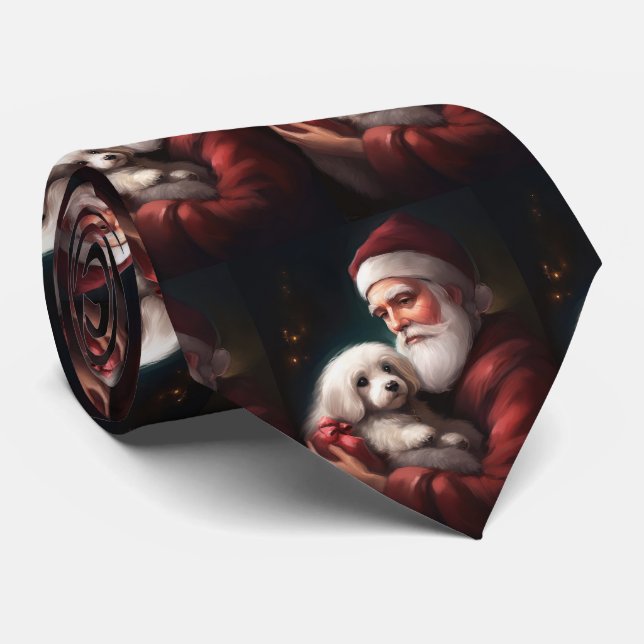Gravata Algodão De Tulear Com Natal Papai Noel (Rolled)