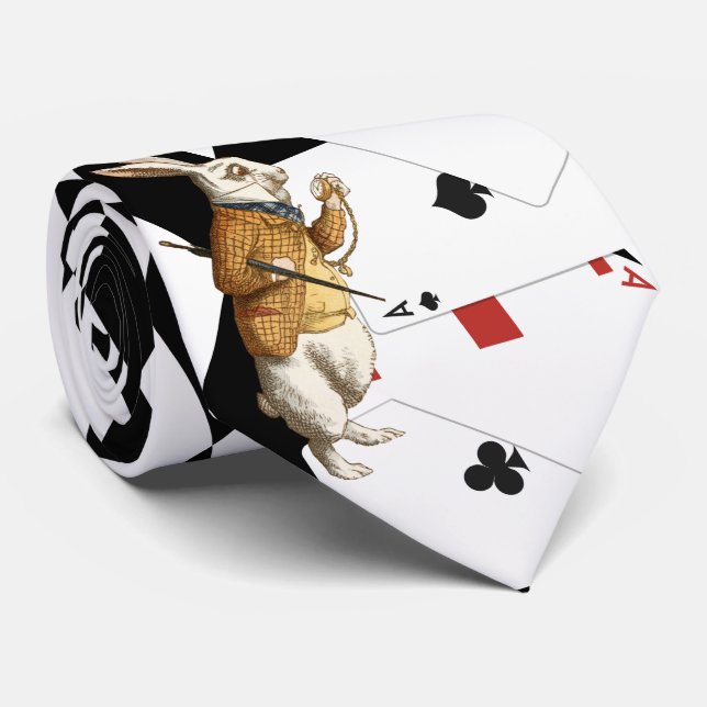 Gravata Alice no País das Maravilhas - Padrão de Diamante  (Rolled)