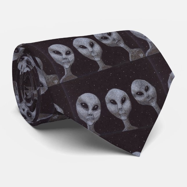 Gravata Aliens cinzas (Rolled)