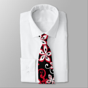 GRAVATA ALOHA HAWAII (PRETO/VERMELHO)