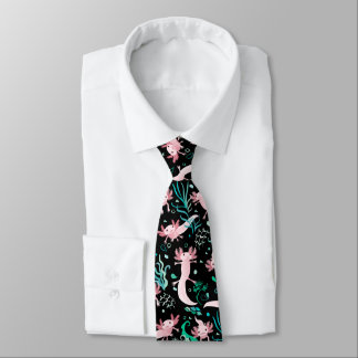 Gravata Alotta Axolotls rosa no pescoço preto