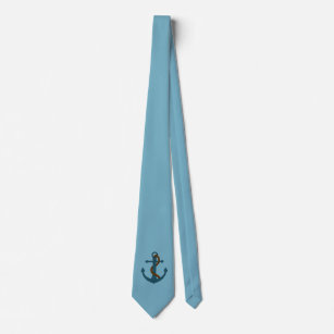 Gravata "Amantes bonitos da água azul da âncora náutica do