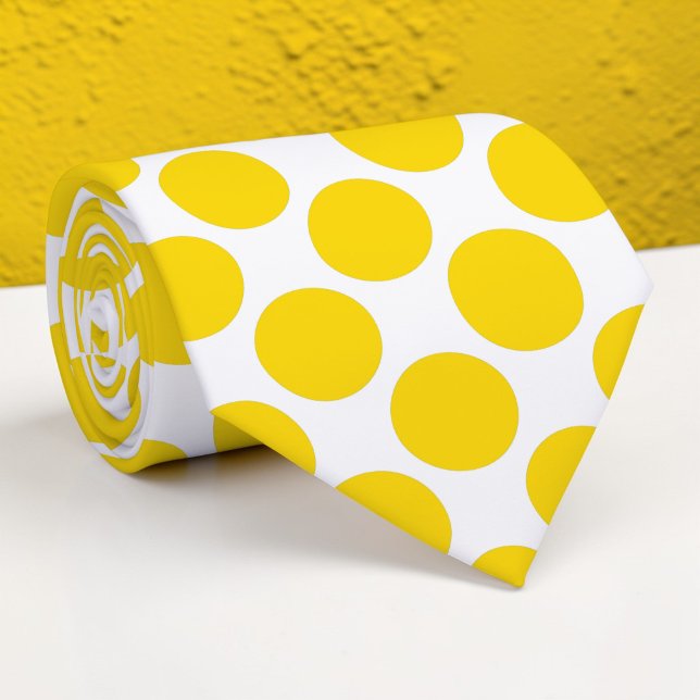 Gravata Amarela com Bolinhas Brancas Personalizada (Criador carregado)