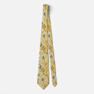 Gravata Amarela com Padrão Floral Elegante Clássic