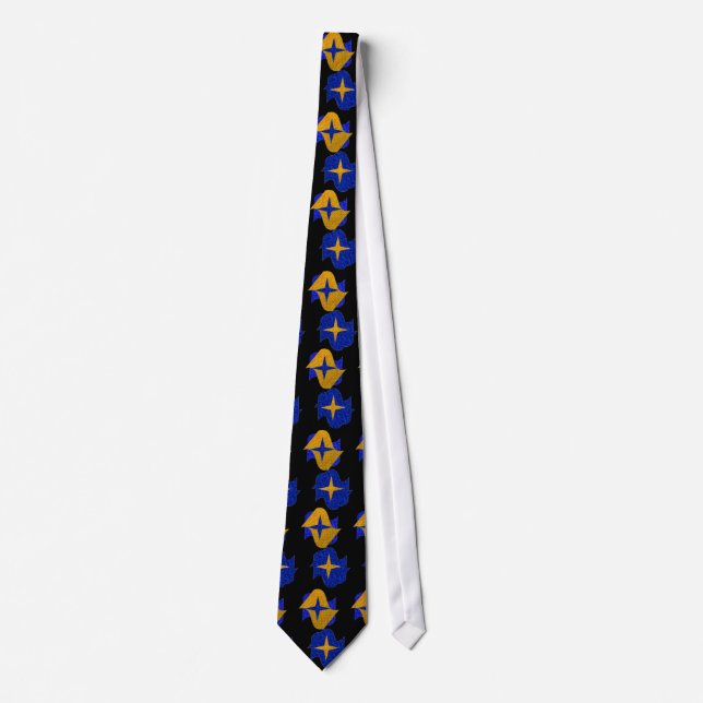 Gravata Amarela e Azul Desenhada (Frente)