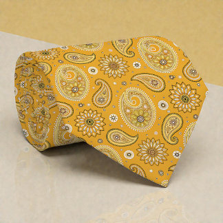 Gravata Amarela Retro Hippie Paisley