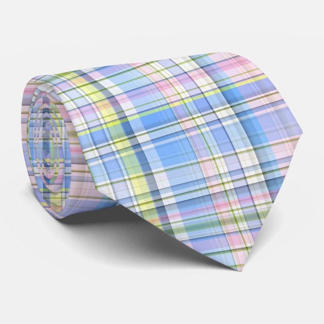 Gravata Amarelo-Cor-de-rosa-azul Whpreppy Madras (Rolled)