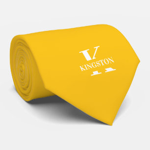 Gravata Amarelo de Girassol Elegante Monograma + Nome 