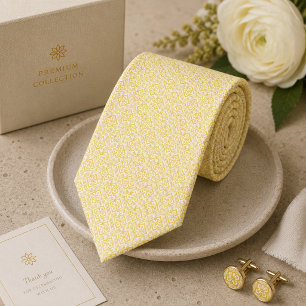 Gravata Amarelo Manteiga Marfim Micro-Jacquard