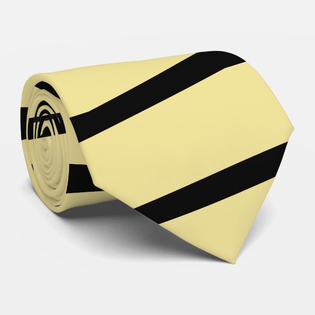 Gravata Amarelo pálido e faixa preta clássico (Rolled)