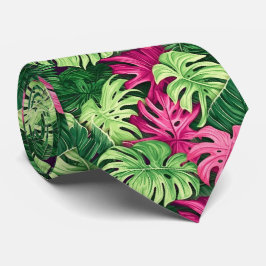Gravata Amarra incrível com folhas tropicais de monstera