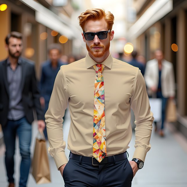 Gravata Amber Mosaic Abstrato Art Tie (Criador carregado)