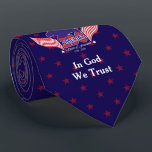 Gravata America 250th-Spirit of Freedom-Blue-Red Stars<br><div class="desc">The United States will celebrate its 250th anniversary of independence on July 4,  2026,  and this design is a fantastic choice to celebrate! You can edit the text: In God We Trust. This design is available on a blue,  red,  and purple background,  with and without the tiling stars.</div>